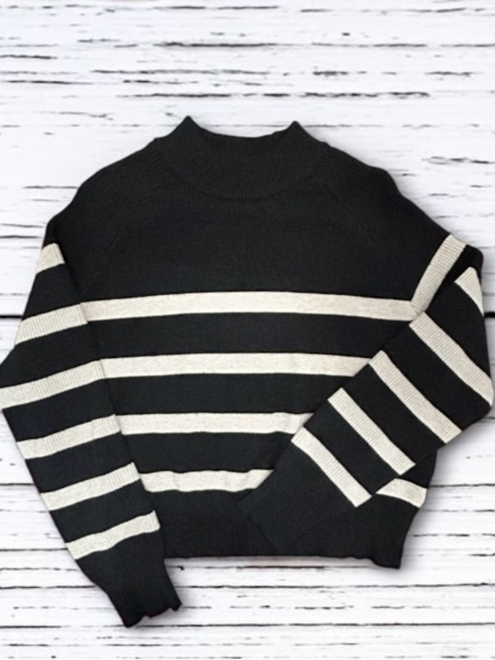 Cyrus Black & Oatmeal Stripe Sweater Size XL